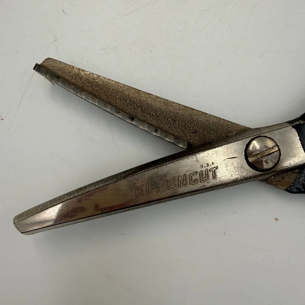 Vintage Pinking Shears Set Sta-Sharp Forged Steel & Deluxe Kleencut USA Made